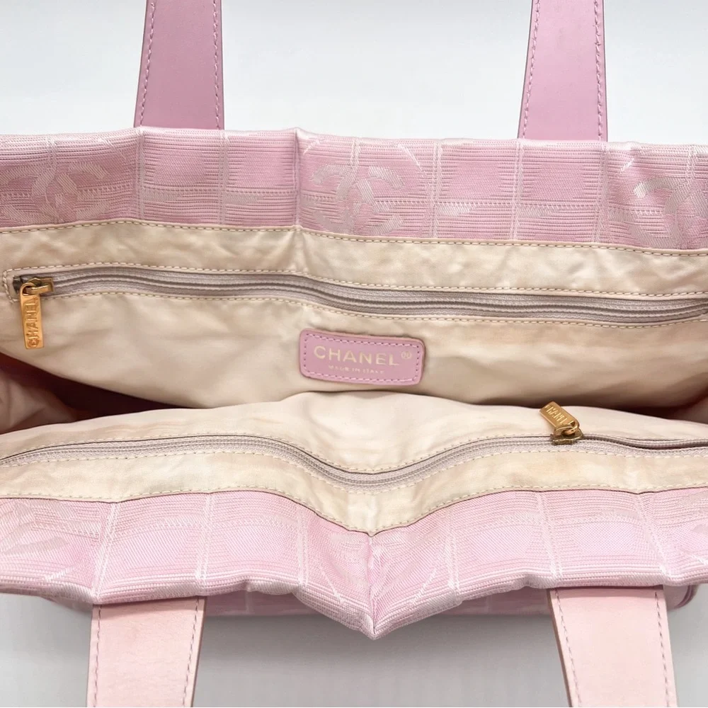 CHANEL Nylon Medium Travel Tote Bag Pink